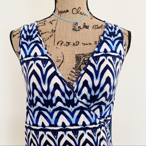 NWT Tart V Neck Criss Cross Navy & Red Fringe Open Back Statement Top - Picture 4 of 8